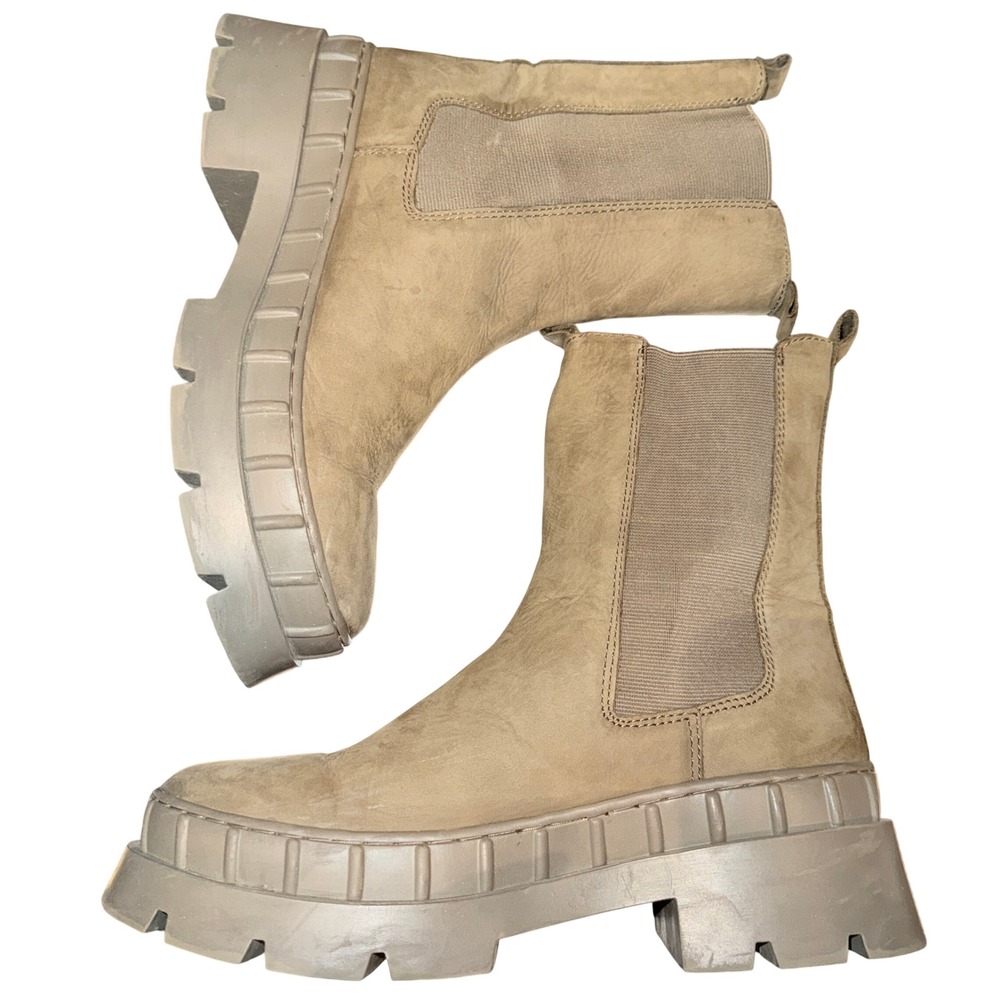Steve Madden‎ Howler Chelsea Boots Women's Size 10 Tan Leather Lug Sole Platform - Picture 4 of 9